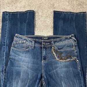 Cache Women's Blue Boot Cut Jeans with Chain Detail Size 6 NWT Vintage Y2K